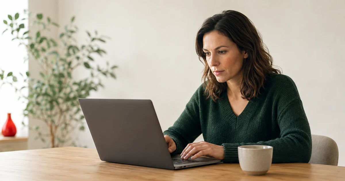 A search strategist working attentively on a single laptop